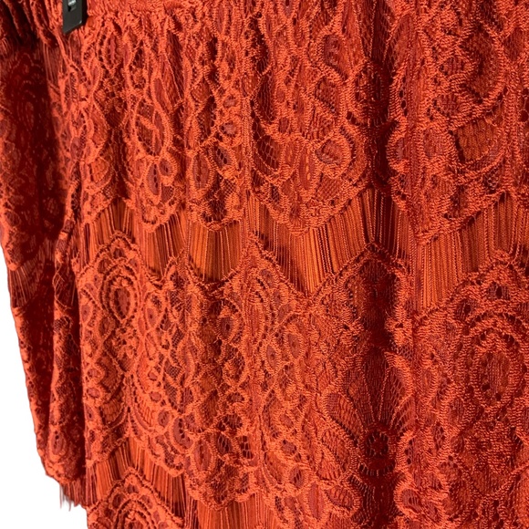 Blu Pepper Orange Lace Off the Shoulder Dress Sz L - Picture 3 of 4